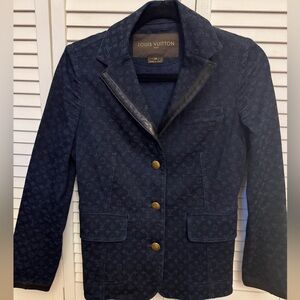 Authentic Louis Vuitton Navy Blue Monogram Jacquard Denim
